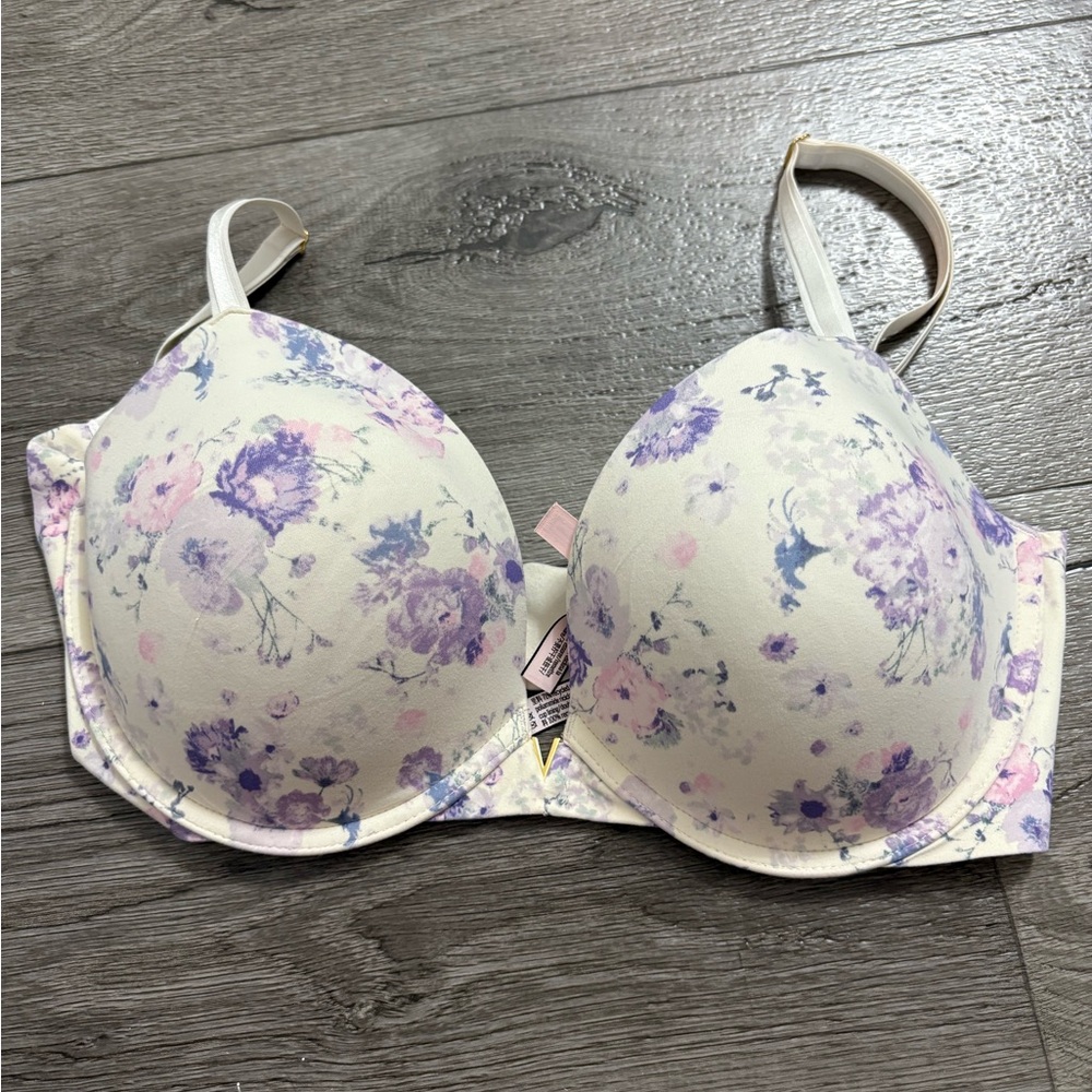 Victoria's Secret Purple and Pink Floral Push Up Bra